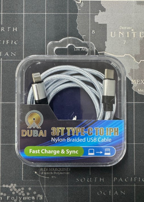 ACRYLIC TYPE-C TO IPHONE CABLE (3FT) 6 Pack