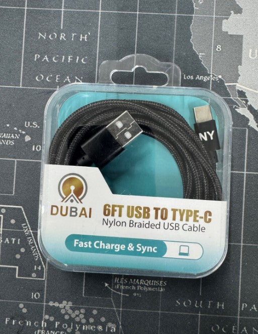 (6FT) ACRYLIC USB TO TYPE-C CABLE 6 Pack