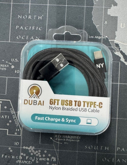 (6FT) ACRYLIC USB TO TYPE-C CABLE 6 Pack