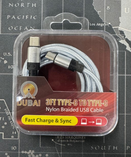 ACRYLIC TYPE-C TO TYPE-C CABLE (3FT) 6 Pack
