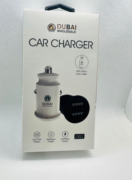 D62 - MICRO USB CAR CHARGER W/ CABLE 6 Pack