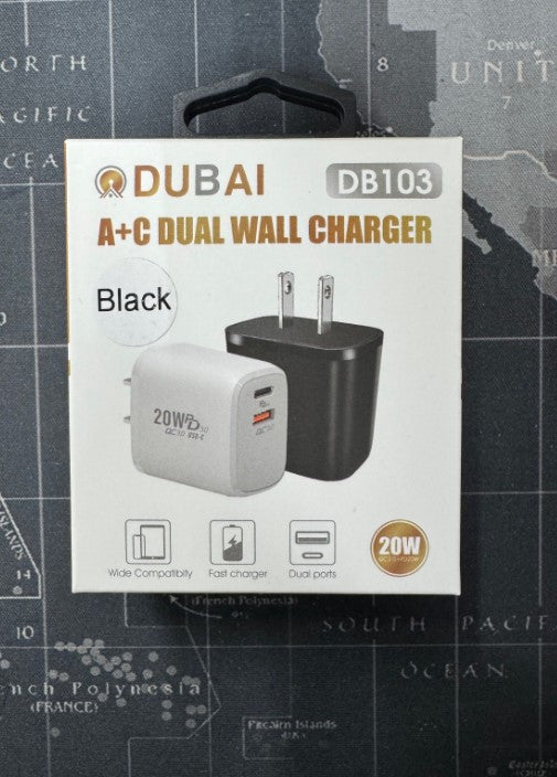 DB103 - 20W DUAL PORT WALL CHARGER 6 Pack