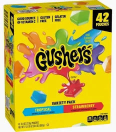 Gushers Strawberry Splash and Tropical Flavor Fruit Snacks, 42 ct.