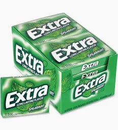 Extra Gum Spearmint Sugar-Free Chewing Gum, 15 Pieces Per Pack, 10 pk.